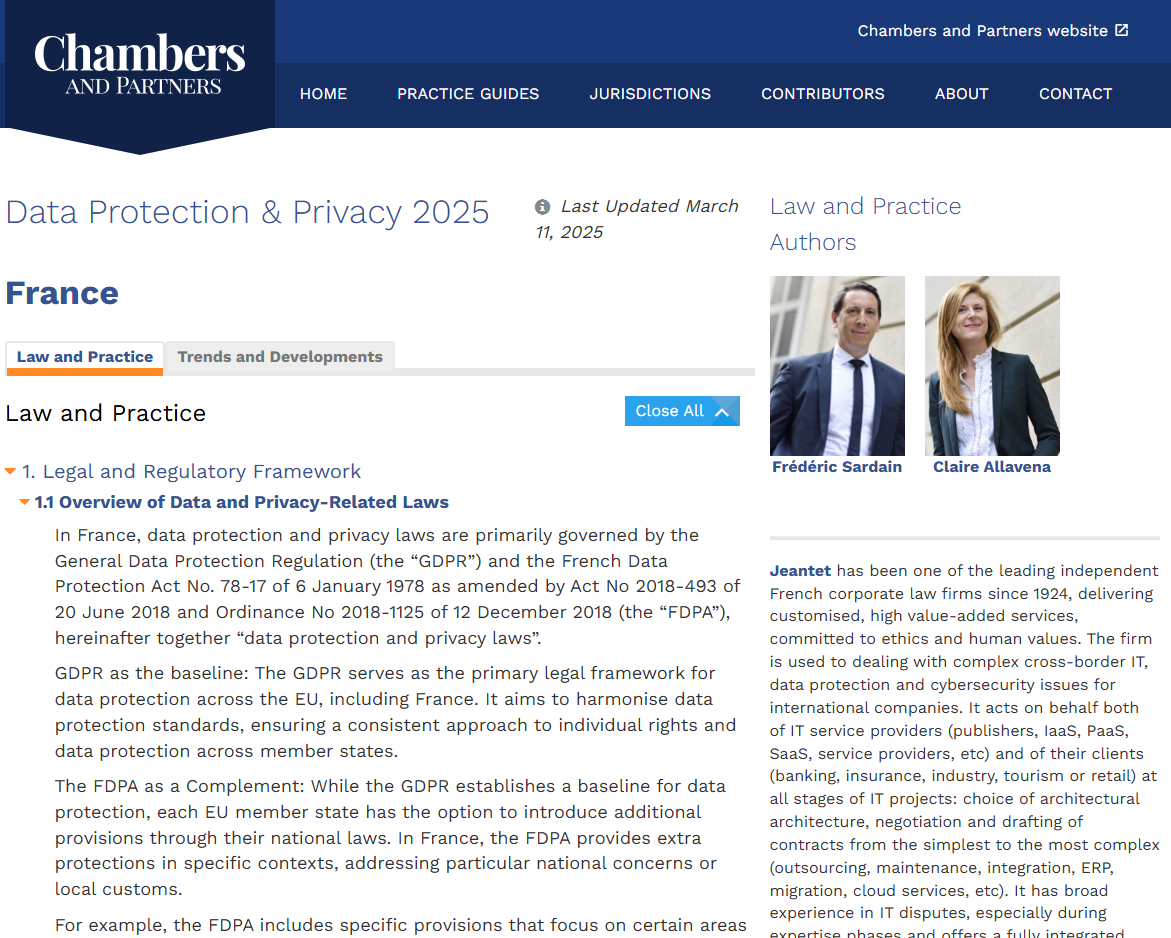 Data Protection & Privacy 2025 - Global Practice Guide 11/03/2025 - Jeantet