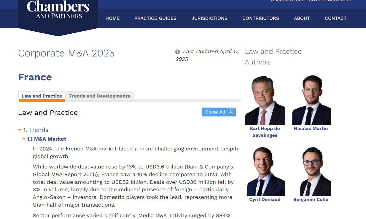 Corporate M&A 2025 Practice Guide - Chambers and Partner 17/04/2025 ...